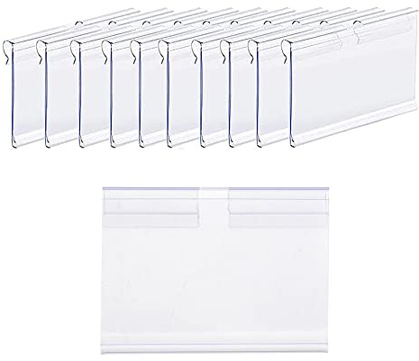 Porte-étiquettes de prix, lot de 100 supports d'étiquettes en plastique transparent pour étagère métallique, bacs de rangement de prix de détail, support d'affichage de signes de marchandises pour