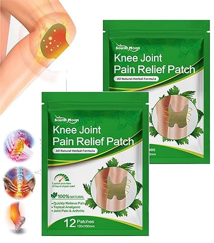 Knee Pain Relief Patches,24Pcs Wormwood Herbal Deep Heat Patches for Arthritis, Muscle Soreness, and Blood Circulation,Long Lasting Heat Plaster Pads for Knee, Back, Neck, Shoulder Inflammation