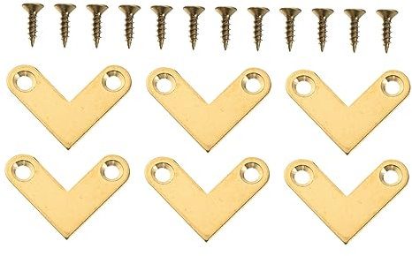 Angoily Thickened Pure Brass Right Angle Corner Brackets with Screws 6 Pack Sturdy L Shaped Flat Bracket Joints for Shelves Furniture Photo Frames and Craft Projects 1.06 X 0.39 X 0.03 Inch