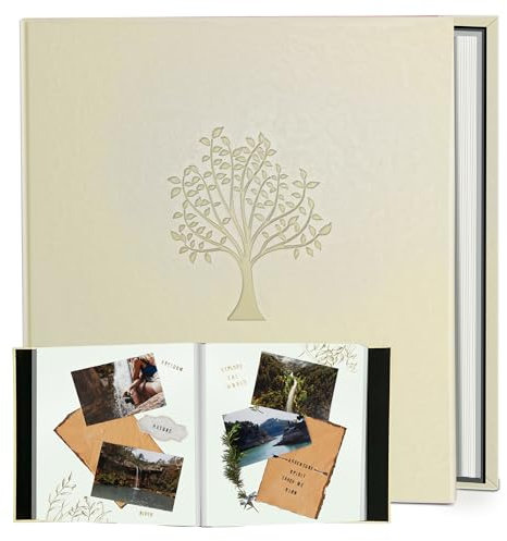 Rdylymx Large Photo Album Self Adhesive Scrapbook Album for 5x3 6x4 7x5 10x8 Pictures,40 Pages Leather Cover DIY Photo Book,Ideal Gifts for Family Travel Wedding Baby Beige