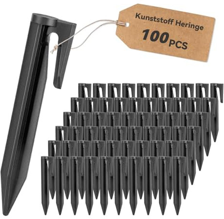 Forhandy Lot de 100 piquets de terre pour câble de délimitation pour robot tondeuse, ancrage au sol en plastique, crochets de terre, clous pour fil de délimitation, piquets de terre stables,