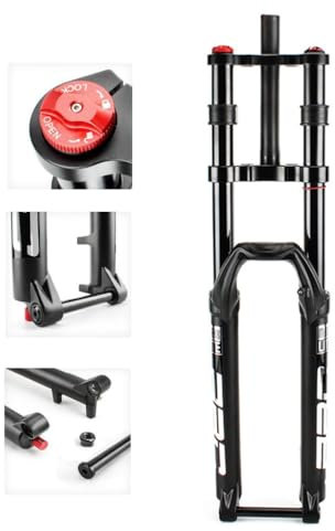XNZJHPP Air Fork 27.5 Inch 29 er Magnesium Alloy Double Shoulder Downhill Bike Suspension Fork 28.6mm for DH Mountain Bike (26 inch)
