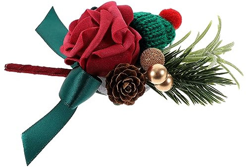 SOIMISS Ansteckblume für Hochzeitspaare Abschlussball Corsage Ansteckblume mit Blumenband Weihnachts-Hochzeits-Brustblume Romantische Hochzeits-Accessoires gefälschte Ansteckblume