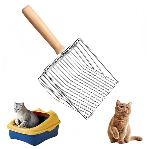 Granmagazz Paletta Lettiera Gatto, Cat Litter Scoop, Paletta Lettiera Gatto Metallo con Manico in Legno, per Lettiera Gattoper Maggior Parte dei Ti pi Lettiera Gatti