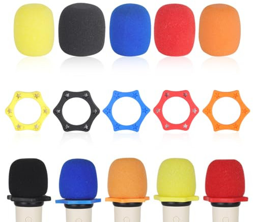 5 set Coperture per Microfono Spugna Filtro Antipop per Microfono, Antivento Schiuma Pop Filter per Microfono Portatile, protezioni in schiuma colorata per microfoniper ridurre i rumori del vento