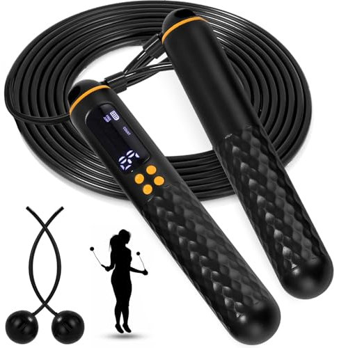 pping Rope Kalorienzähler,einstellbares Springseil mit Kugellager und rutschfesten Griffen - schnurloses Springseil für Workout, Fitness, Boxen für Männer, Frauen, Kinde