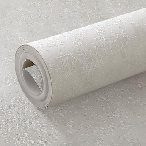 Beswitory White Concrete Effect Thick Textured Distressed Design Cement Wallpaper for Living Room, Hallway and Bedroom
