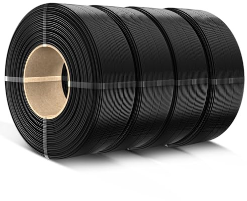 SUNLU PLA filament Recharge 1,75mm,filament PLA pour imprimante 3D compatible avec Bambu et SUNLU 3ème bobine réutilisable, 1 kg par bobine, lot de 4, 4 Noir