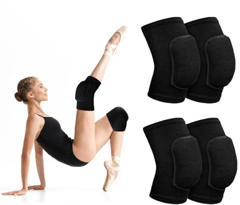 flintronic 2 Pairs Volleyball Dance Knee Pads, Thick Sponge Work Knee Pads, Highly Elasticated Knee Pad, Anti-Slip Collision Avoidance Knee Pad for Volleyballs, Handball, Dance(L)