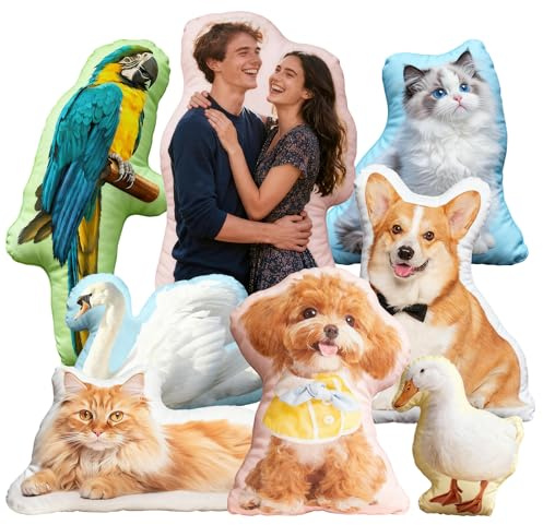 JONZIN Coussin Personnalisé Photo - Peluche Personnalisée Photo Chats Chiens Animaux de Compagnie Couples Motifs Personnalisés, Cadeau Personnalisé pour Noël, Saint-Valentin, Anniversaire (Cussion1)