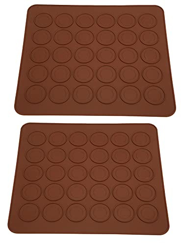 2 almohadillas de silicona antiadherentes para macarrones con 30 agujeros, alfombrilla para horno, alfombrilla de silicona para macarrones, alfombrilla para hornear, utensilios de