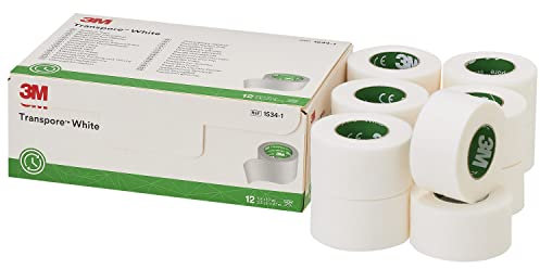3M Transpore White Tape 1534-1, 12 Rolls