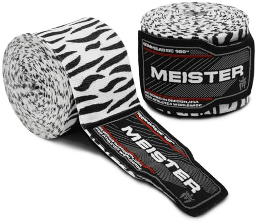 Meister Erwachsene 180 Zoll (457cm) Semi-Elastische Handbandagen für MMA & Boxen (Paar) - Zebrastreifen