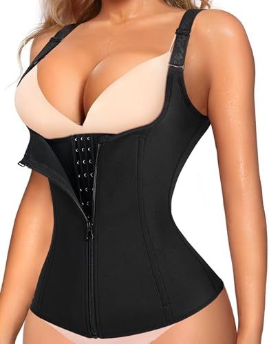 LODAY Waist Trainer for Women Corset Shapewear Tummy Control Waist Cincher Faja Body Shaper with Adjustable Straps Black