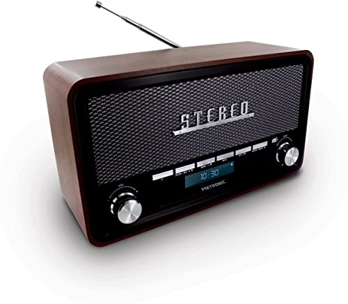 Metronic 477230 Radio Vintage digitale Bluetooth, Dab+ e FM RDS con ingresso audio, funzione Dual Allarme e dimmer