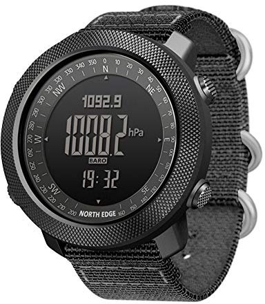 Reloj Digital Para Hombre Con Brújula, Reloj Inteligente Multifuncional Deportes Aire Libre Correr Nadar Altímetro Barómetro Podómetro Resistente Agua 50 M Relojes Tácticos Ejército Militar (Black)