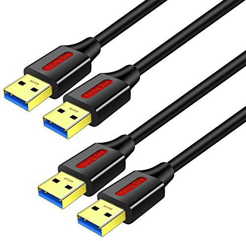 Yeung Qee 2 Pack USB 3.0 A to A Male Cable 0.3M, USB 3.0 Type A Male to Male Cable Double End Cord for Hard Disk, Cameras,Laptop Cooler, DVD Player and More (0.3M)