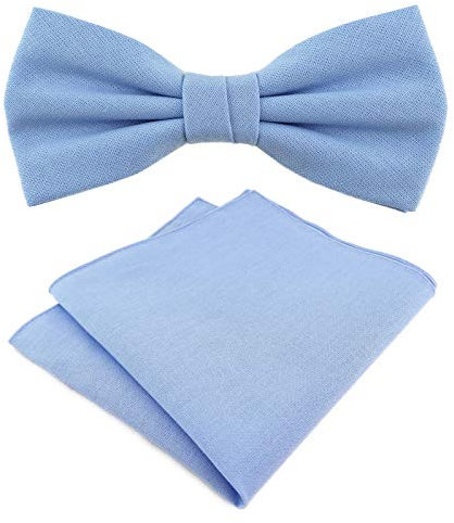TigerTie - SET Herrenfliege + Einstecktuch in hellblau einfarbig Uni - Fliegen Gr. 29 bis 50 cm Halsumfang verstellbar + Aufbewahrungsbox