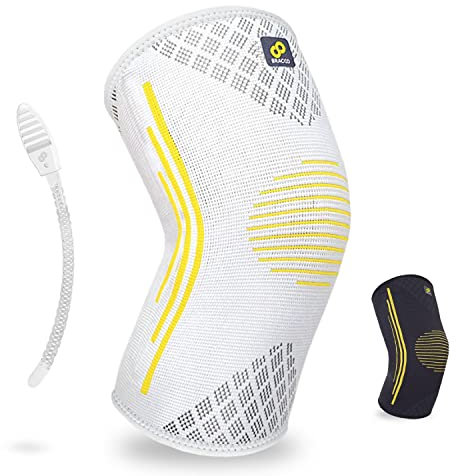 Bracoo Genouillères de Compression, avec Stabilisateurs Latéraux, pour Genou, Homme et Femme, Douleur, Arthrite, Ménisque, Sport, Course, KE92 (Gris, S)