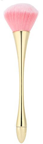 Spazzola per la Pulizia e Rimozione della Polvere per Nail Art, Spazzola Lunga per Unghie con Manico Esteso per Polveri Decorative, Color Oro