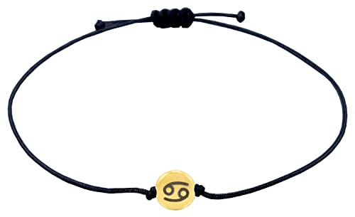 Selfmade Jewelry Armband Damen Sternzeichen Gold Größenverstellbares Makramee-Armkettchen Handgemacht Inkl. Geschenk-Verpackung (Krebs)