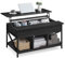 VASAGLE Mesa de Centro, Mesa de Café con Tablero Elevable, para Dormitorio, con Espacio Abierto y Oculto, Barras en Forma de X, 60 x 100 x (48-62) cm, Gris Carbón y Negro LCT205B22