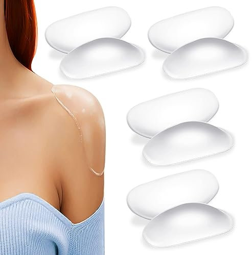 Schulterpolster Silikon,Regerly 8 Stück Selbsthaftend Schulterpolster Wiederverwendbar und Atmungsaktiv Push-Up Pads Kleber Schulterverstärker für Frauen Männer Schulter Anti-Rutsch-Pads (Transparent)