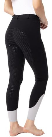 HORZE Damen Reithose Felicia, Vollbesatzreithose mit Handytasche und Gürtelschlaufen, Schwarz, 36
