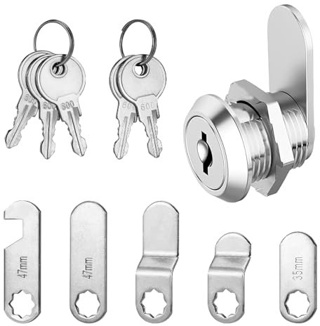 Cerradura Buzon 16mm, Cerradura de Buzón con 5 Placas Diferentes y 5 Llaves, Cierres Seguridad, Cerradura Universal de Seguridad, Cerradura de Levas, para Taquilla, Puerta de Armario