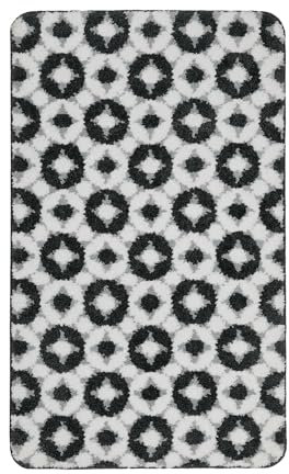 Moderner Badteppich mit abstraktem Muster von WECONhome Basics - rutschfest, Waschbar - Elegantes Design für jedes Badezimmer - Vielseitige Größen & Farben – J&J (80 x 150 cm, anthrazit grau)