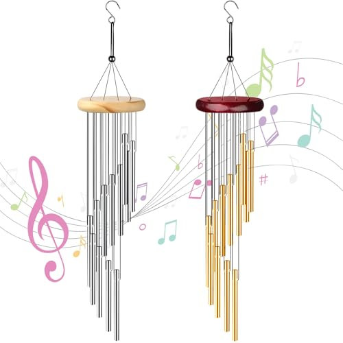 NINGYER 2 Pièces Carillon, Carillon à Vent avec 24 Tubes en Alliage D'aluminium, Carillon a Vent pour aux Jardins, Patios, Arrière-Cours et à la Décoration de la Maison