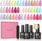 PEACECOLOR 25PCS Vernis Semi Permanent, 22 Couleurs Soak Off UV/LED Vernis Semi Permanent Pastel Vert Rose Violet Bleu Macaron Pourpre avec Base Coat &Top Coat Nail Art