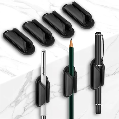 oruola Lot de 10 porte-stylos autocollants - Passant pour stylo autocollant pour le mur - Pour bureau, réfrigérateur, tableau blanc - Noir