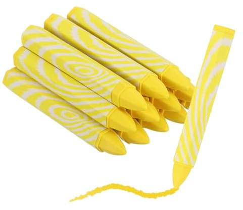 sourcing map 12Pcs Lumber Marking Crayons, 4.1 x 0.6 Hex Wax Tire Marker Pen Drawing Crayons for Wood Metal Wood Carton Ceramics Glass Plastic (Yellow)