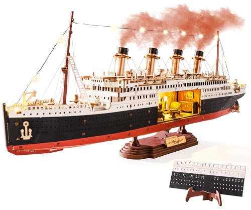 Rolife Puzzle 3D in Legno Modello di Nave Titanic - Kit di Costruzione a Incastro da 433 Pezzi, Decorazione per la Casa da Collezione, Artigiani e Appassionati di Storia