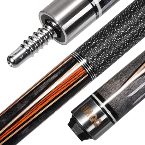 HMQQ Premium 58 Maple Pool Cue Stick, 19oz Billiard Cue with 13mm Leather Tip, Linen Wrap, Adjustable Weight System, Stainless Steel Joint, Carry Bag & Screw Kit – Deluxe Gift for Players (Black)