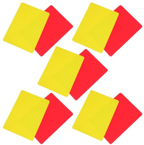 Ciieeo Lot de 10 Set de Cartes Arbitre Rouge et Jaune en PVC Résistant, Format Compact, Accessoire Indispensable pour Arbitrage Football et Volley-Ball, Kit Portable pour Matchs