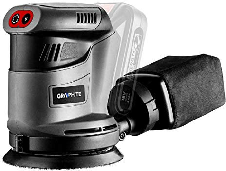GRAPHITE Ponceuse excentrique sans fil 18V, patin de ponçage 125 mm, vitesse 5000/7000/9000 rpm, oscillation 10000/14000/18000 rpm, amplitude d'oscillation 2,7 mm