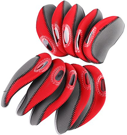 Fundas para cabezales de palos de , 10 uds. protectoras antirayaduras para drivers, putters e hierros (rojo)