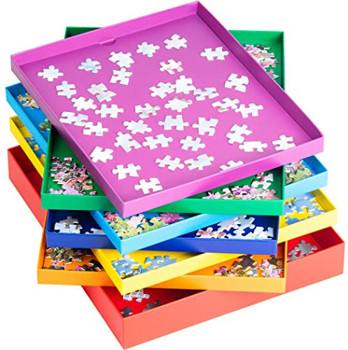 Tektalk Puzzle Sorting Trays of 7 Colors Stackable Jigsaw Puzzle Sorters with Lid Puzzle Accessory for Puzzlers