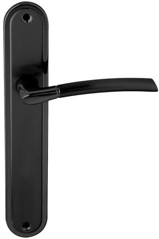 domino Presto Black Poignée de porte aveugle | Garniture de plaque longue | Poignée de porte pour porte de chambre, porte de bureau, porte de cave et porte intérieure | En forme de L | Ferrures de