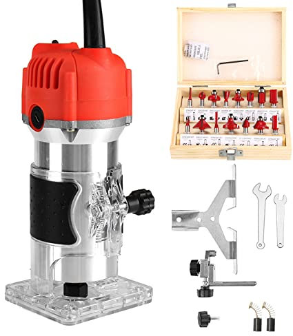 ZPYXBH Fresatrice Verticale Legno Rifilatore Fresatrice Elettrica Rifilatore Per Legno 800W Trim Router 30000R/Min Con Una Sola Mano Legno Trimmer in Alluminio Per Rifilatura Scanalatura