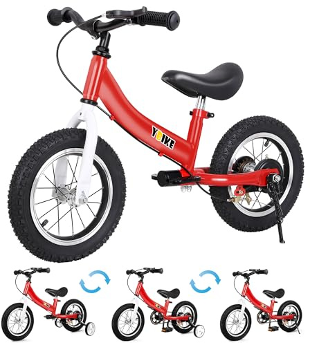 YBIKE Bicicleta De Equilibrio 2 En 1,Bicicletas para Niños Función De Doble Uso,Adecuada para Niños De 1 a 7 Años, 12,14,16 Pulgadas con Freno, Pedal, Teoría De La Formación