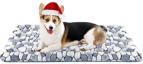 VANKEAN Stylish Dog Crate Pad Bed Mat Reversible (Cool & Warm), Soft Pet Sleeping Mat Dog Bed for Crate Suitable for Small to XX-Large Dogs and Cats, Machine Washable Crate Beds,Grey Stone Pattern