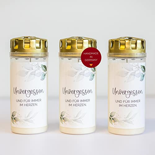 10 x stickers grave candles, grave light, star child, green leaves, cemetery candle, motif with saying, sticker for candles for grave decoration, weather-resistant, size for 4 days burning time