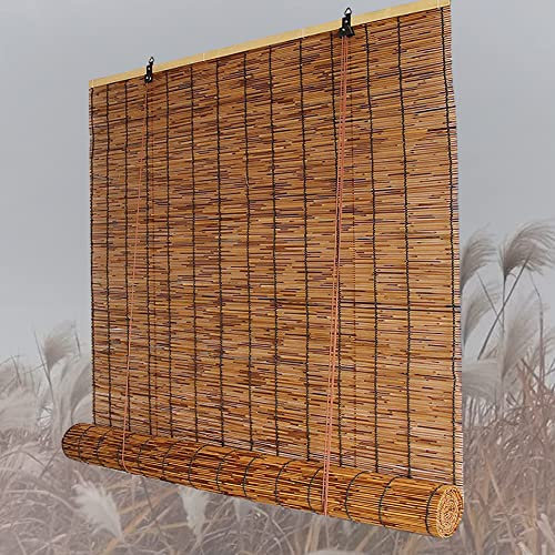 Outdoor Vorhang Wetterfest,Bambusrollo Aussenbereich,Schilfrohrmatte Rollo-schilf Schilfvorhang,Vorhänge Vorhang Pavillon Terrasse Außen,Sonnenschutz Balkon,Retro Jalousie für Außen Innen ( Size : 130