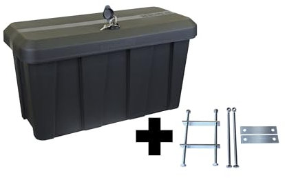 Deichselbox Daken Blackit Lite, Werkzeugkasten, Gurtkiste, Anhängerbox, Staukiste, Daken B24-2 + Montagesatz MON2012, Edelstahlhaus GmbH