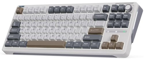 iLovBee B87 Gaming Tastatur Kabellos 75%, Gasket Mechanische Tastatur RGB, QMK/VIA Bluetooth/2.4G/USB-C mit Knopf PBT Tastenkappen US Layout TKL, Hot Swap Linearer Aster Schalter, Taupe