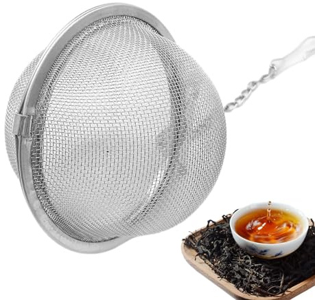 Tekula sil, tekula – nät-tekula med kedja – teägg i sfärisk form | Rostfritt stål, bollte ägg med kedja, tebladfilter med handtag för kopp