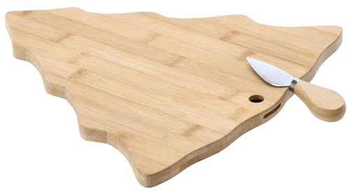 Tagliere in legno per formaggi con coltello Albero di Natale 38x31,5x1,5cm